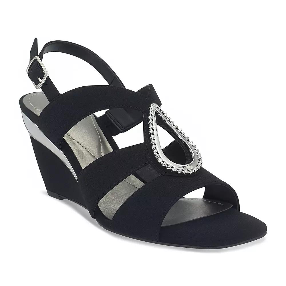 Impo® Violette Women's Memory Foam Wedge Sandals, Size: 8.5, Black Product Image