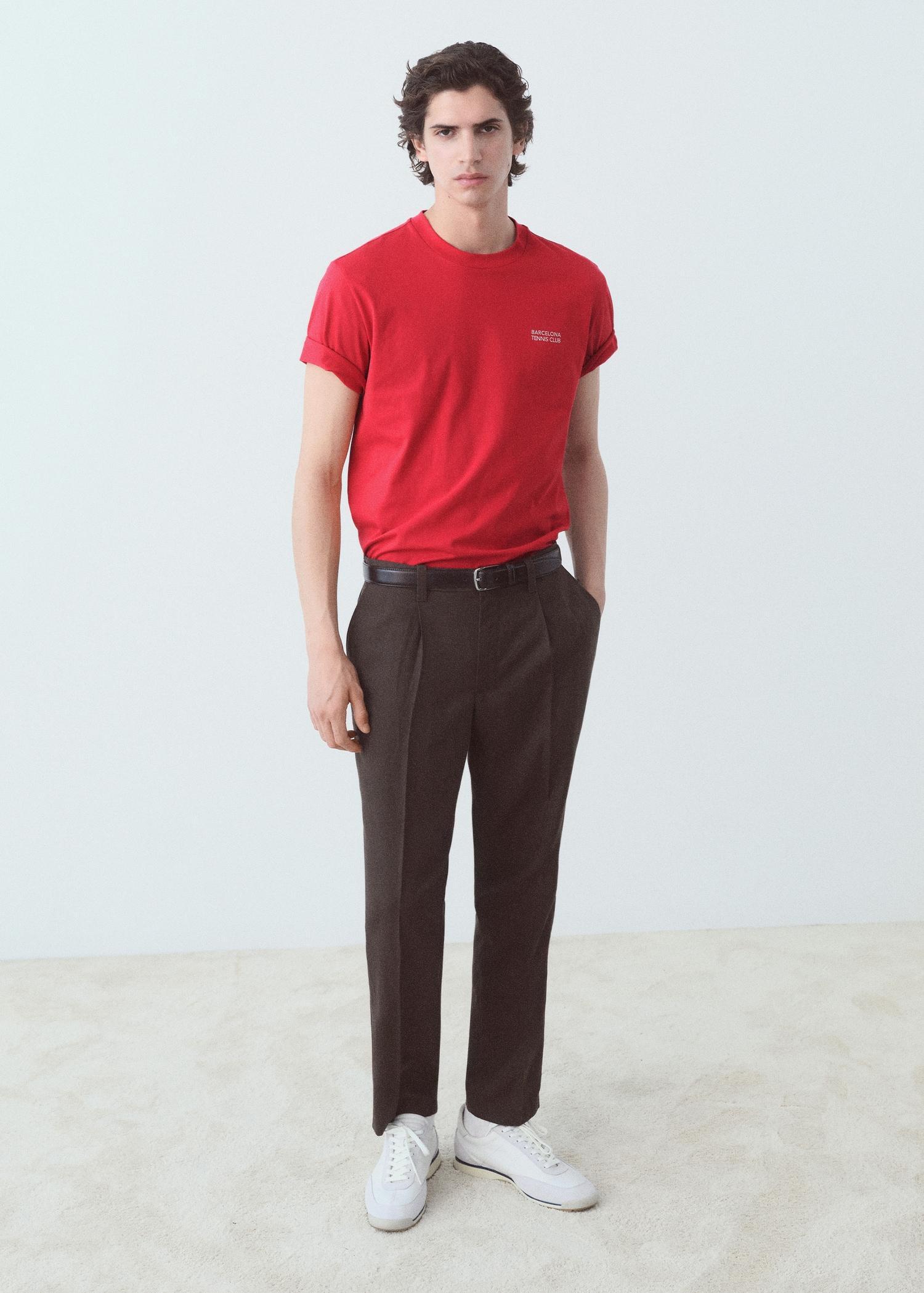 Printed text T-shirt - Men | MANGO USA Product Image