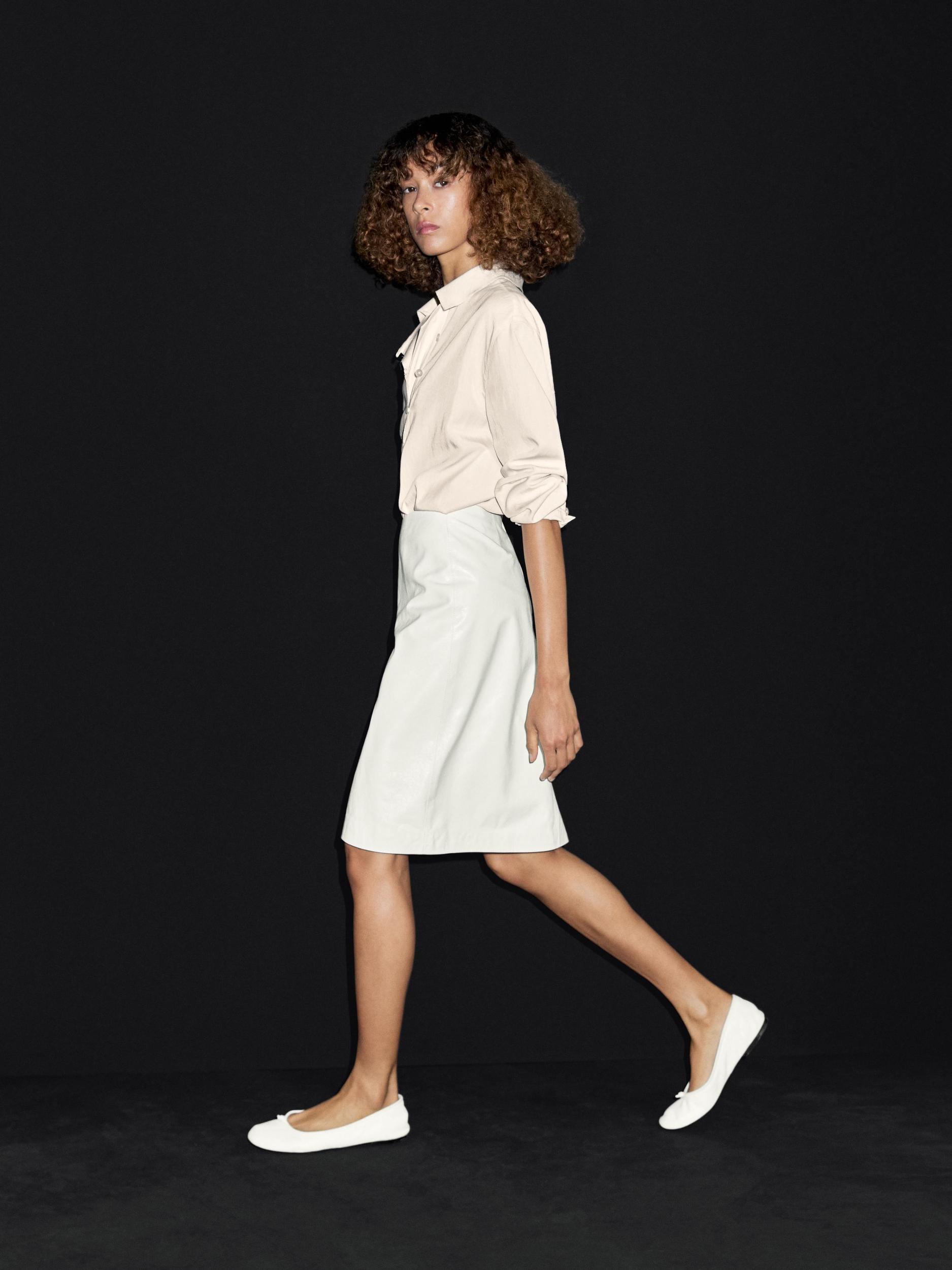 Nappa leather midi skirt Product Image