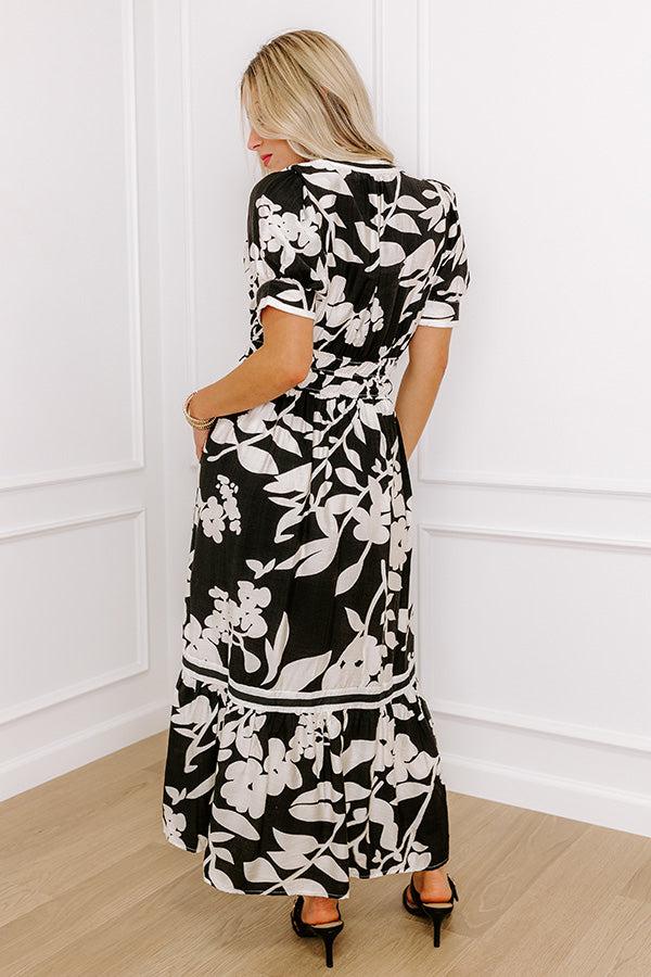Whimsical Days Floral Midi Dress in Black Product Image