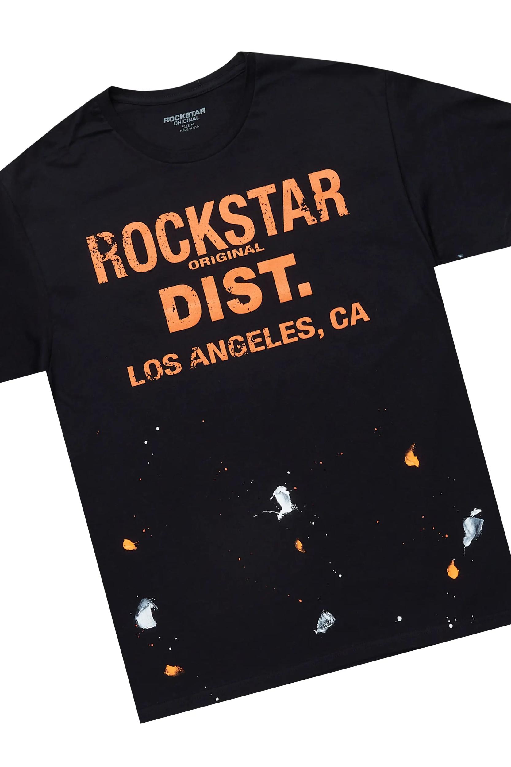 Scottie Black/Orange T-Shirt/Stacked Flare Track Pant Set Male Product Image