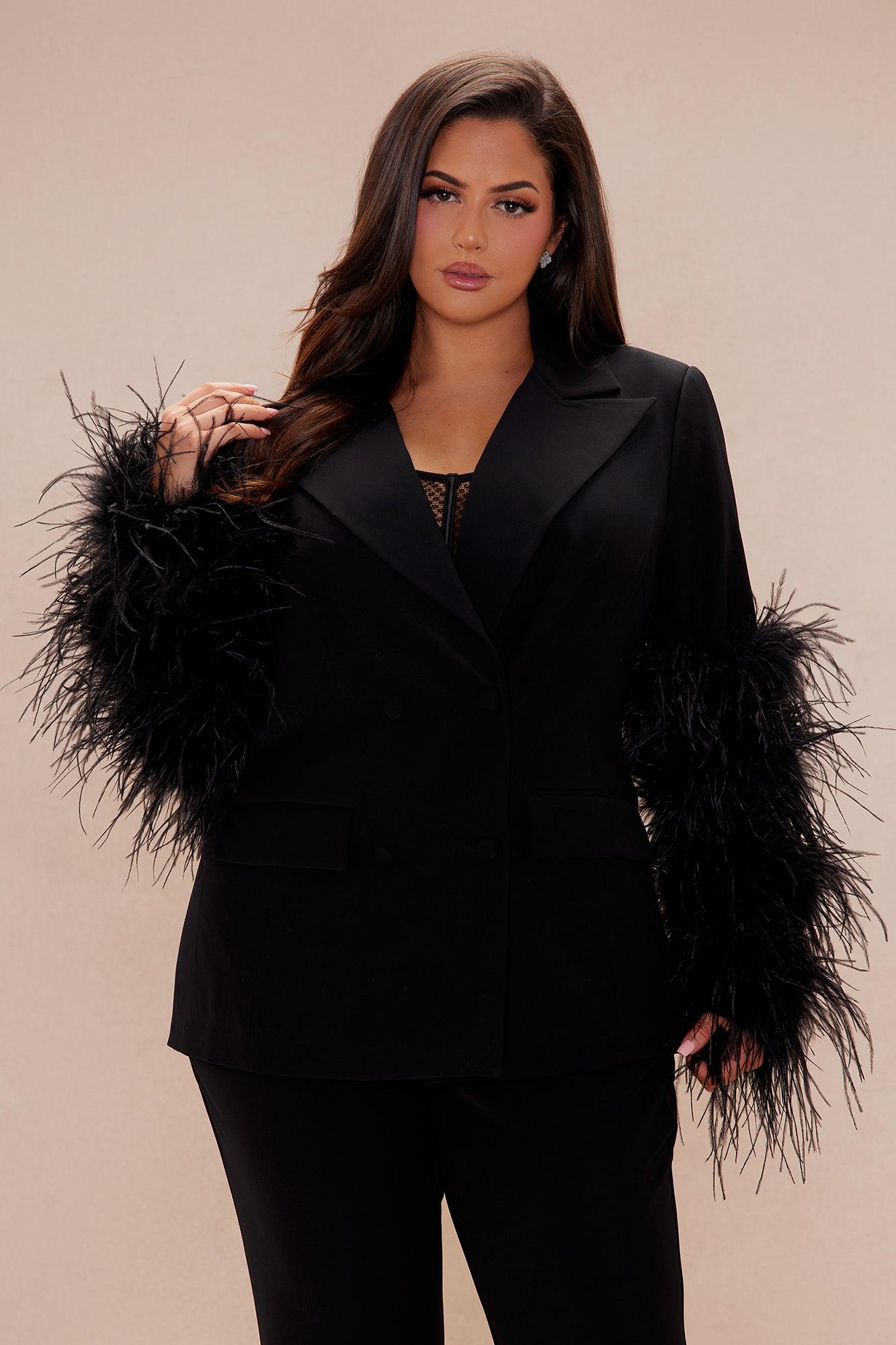 Premium Feather Blazer - Black Product Image