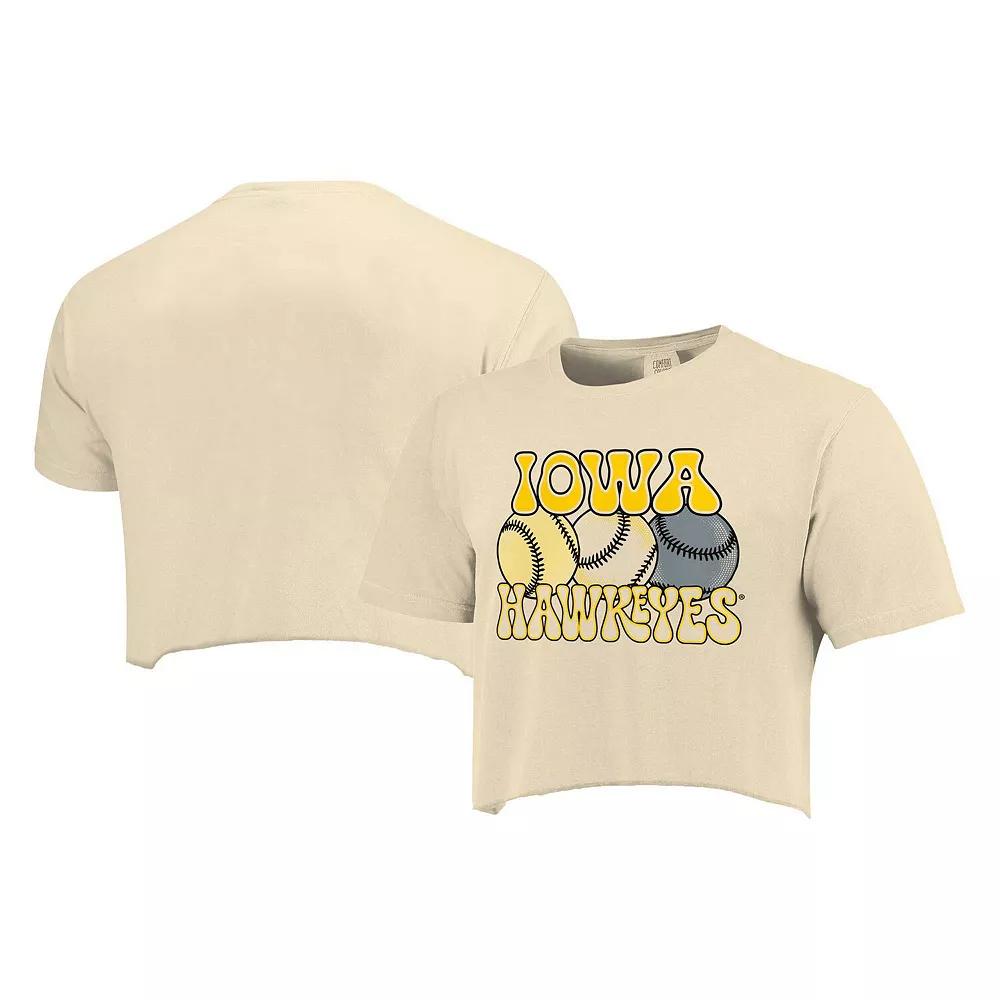 Women's Natural Iowa Hawkeyes Comfort Colors Baseball Cropped T-Shirt,  Product Image