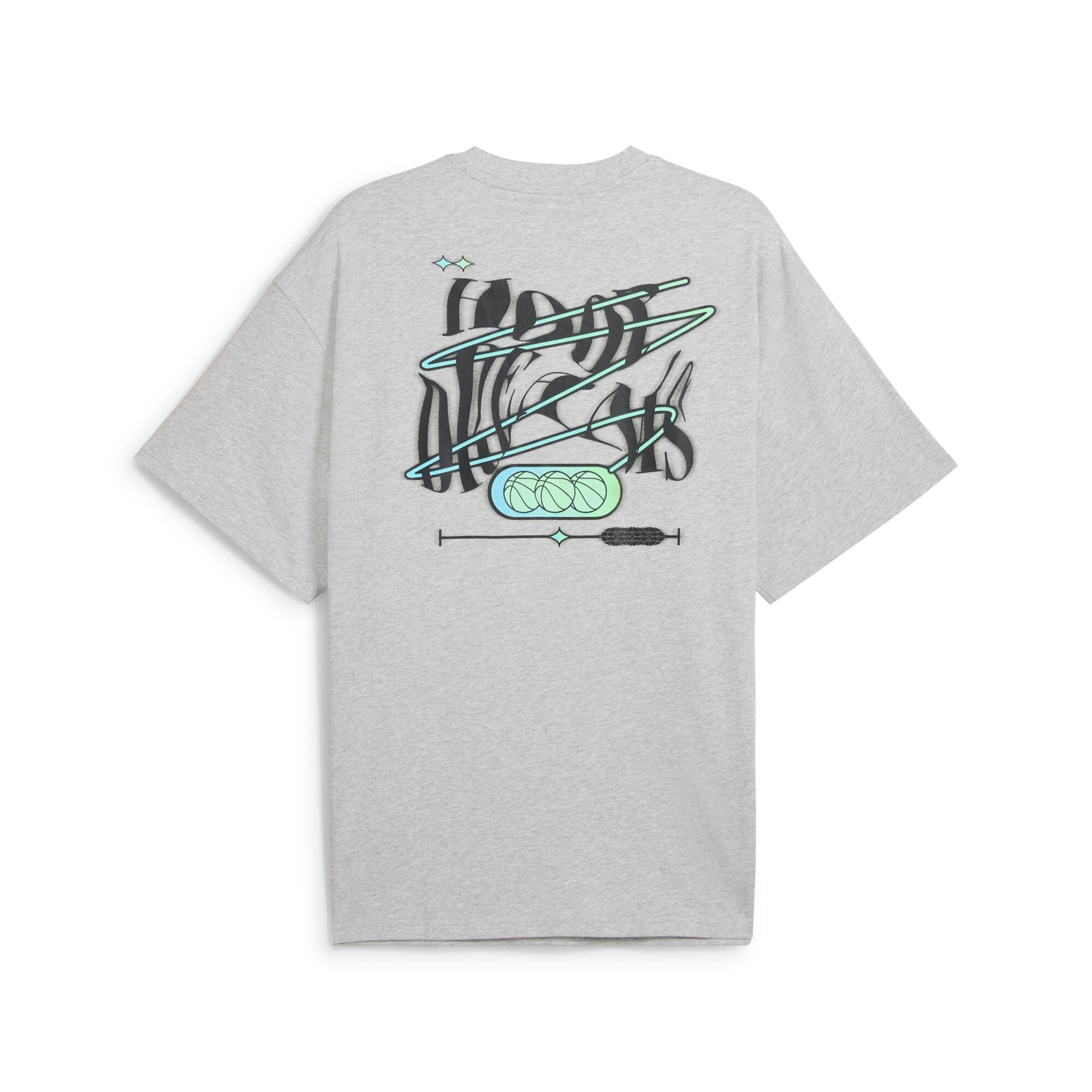 PUMA Hoop Dreamz Men's Oversized T-Shirt in Grey Product Image
