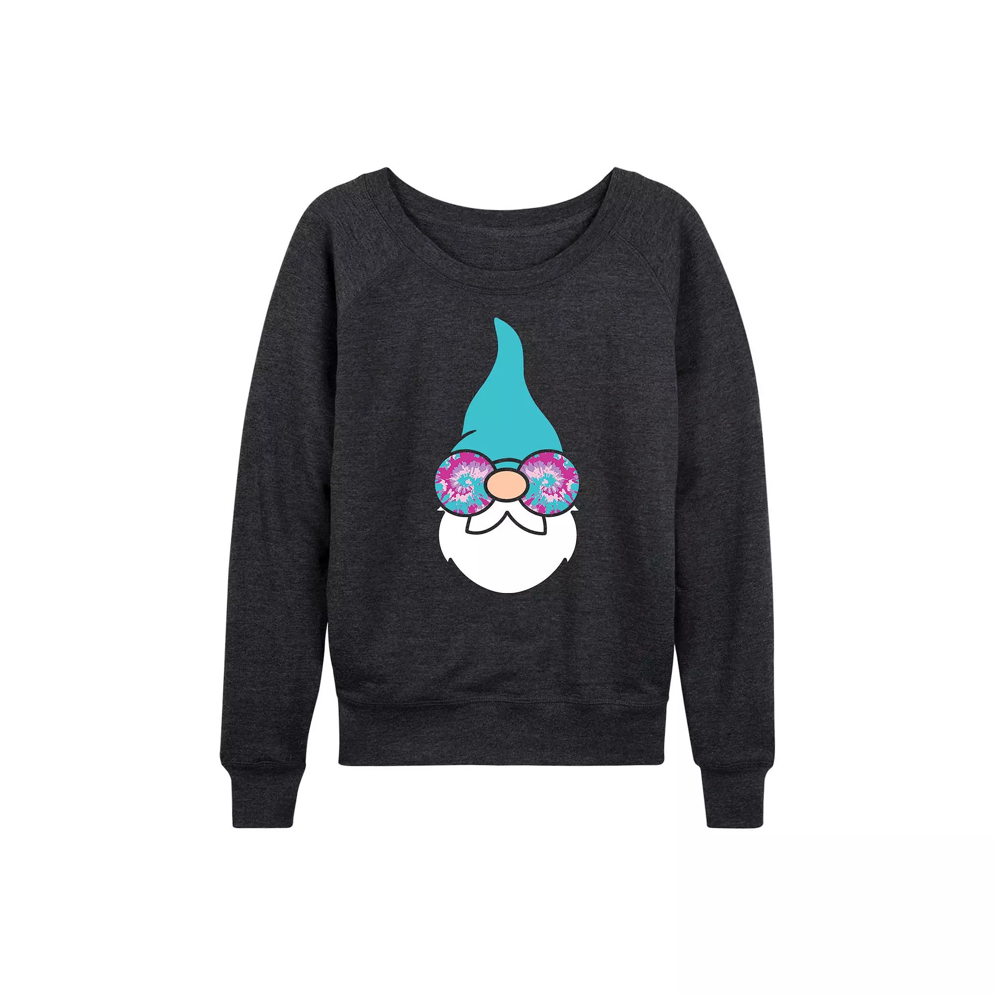 Women's Boho Gnome With Glasses French Terry Long Sleeve Tee,  Product Image