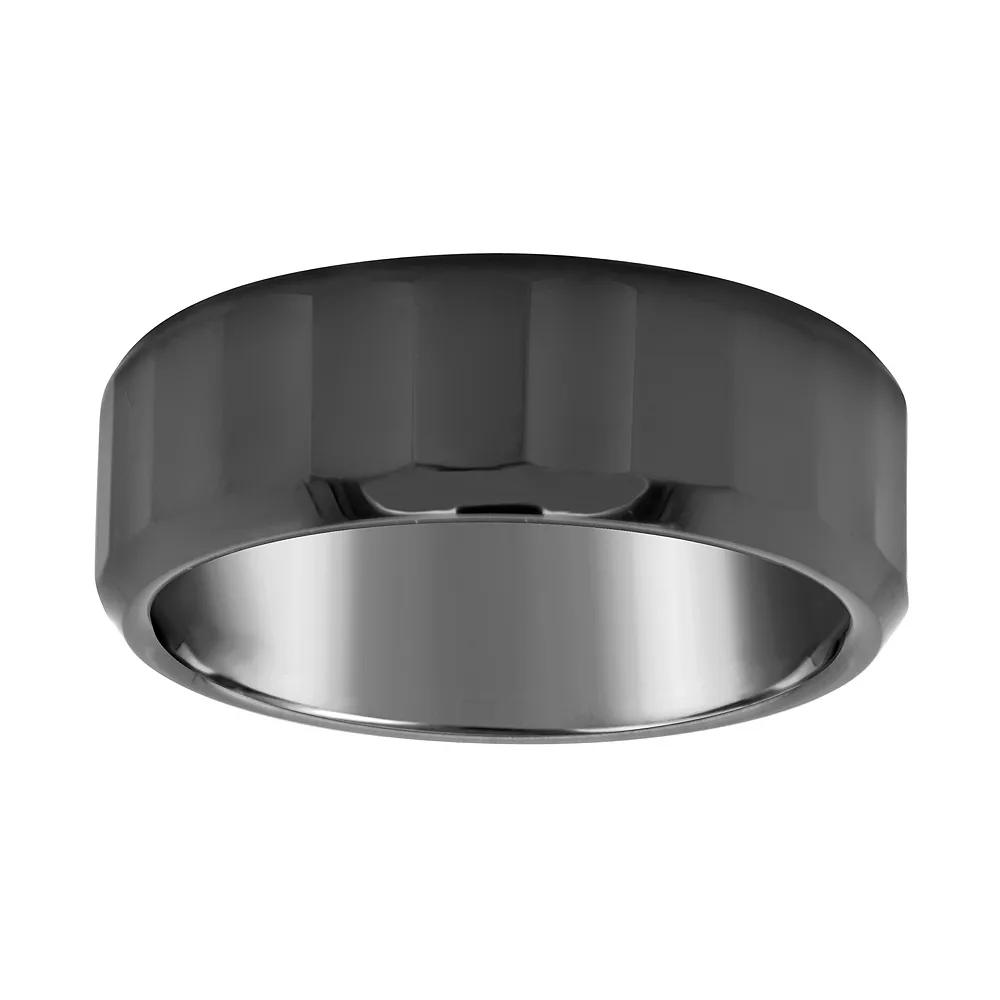 Men's 8mm Flat Sided Ceramic Wedding Band Ring, Size: 13.50, Black Product Image