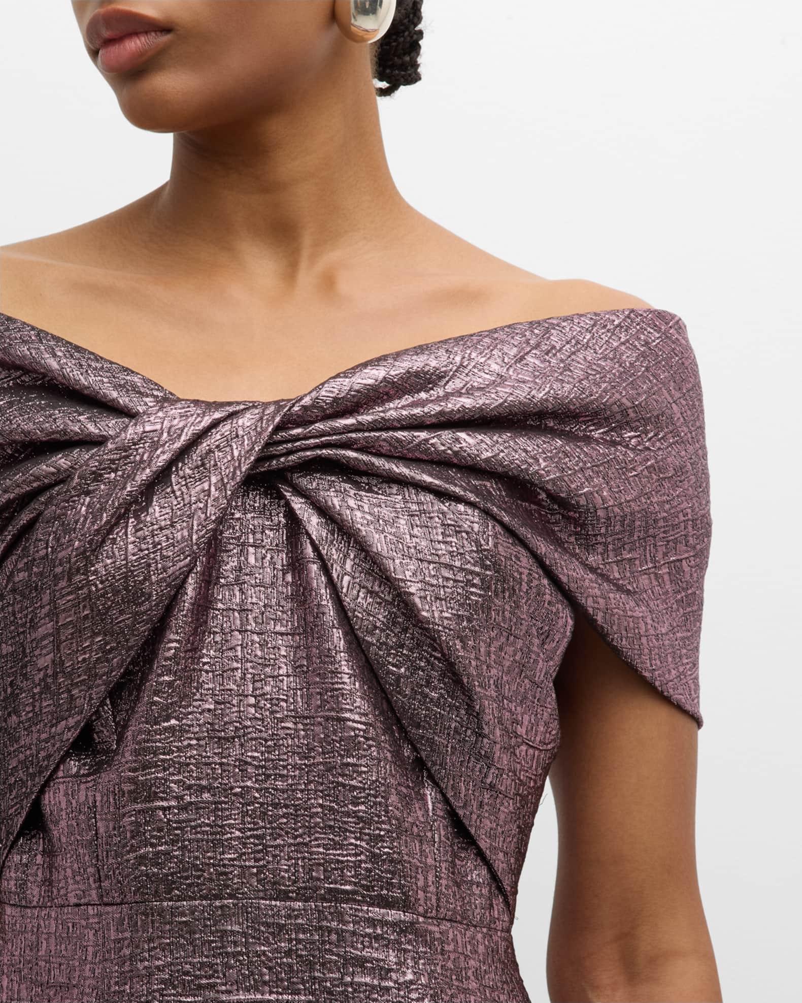 Off-Shoulder Metallic Jacquard Mermaid Gown Product Image