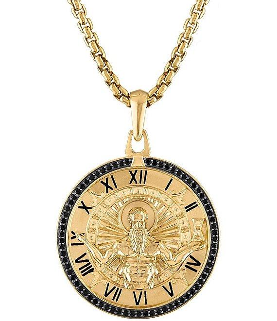 Bulova Men's Gold Tone Sterling Silver Long Double Sided Pendant Necklace Product Image