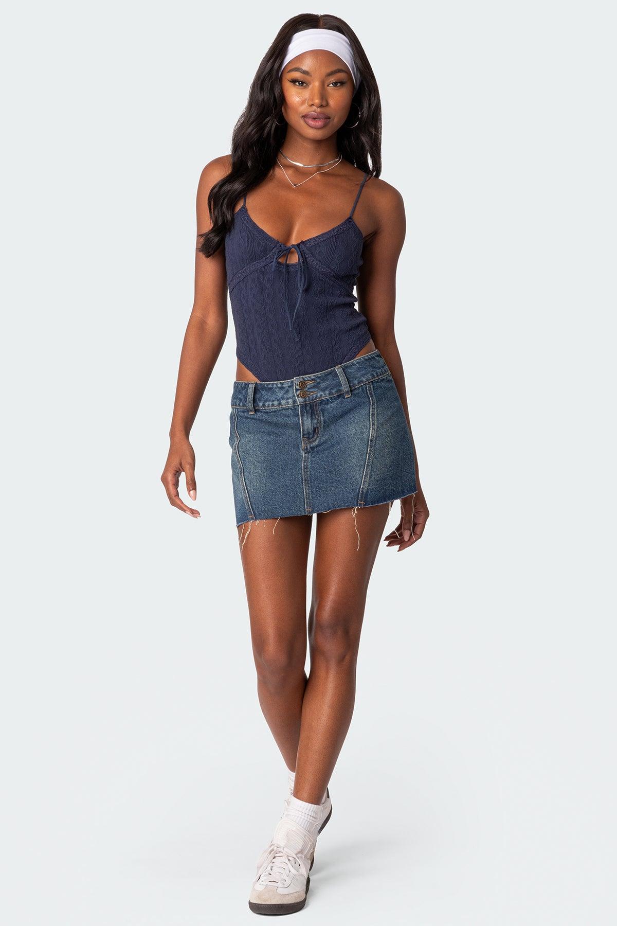 Lacey Knit Cut Out Bodysuit Product Image