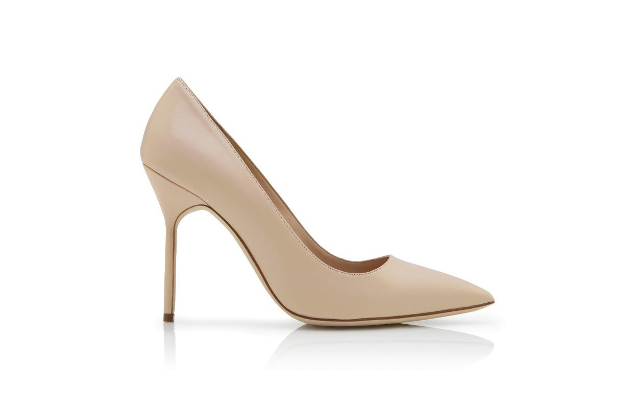 BB CALF Taupe Calf Leather Pointed Toe Pumps Product Image