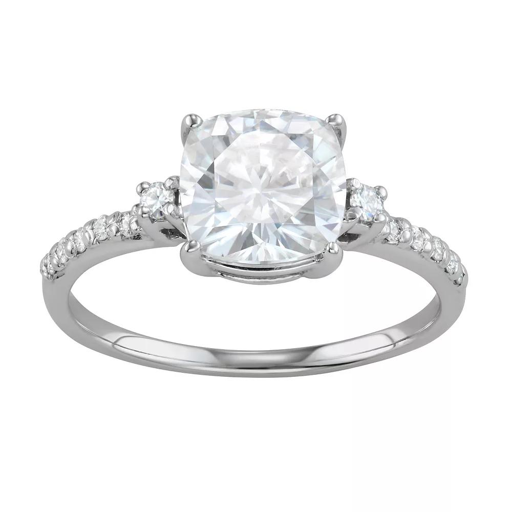 Charles & Colvard 14k White Gold 1 3/4 Carat T.W. Lab-Created Moissanite Cushion Engagement Ring, Women's, Size: 7 Product Image