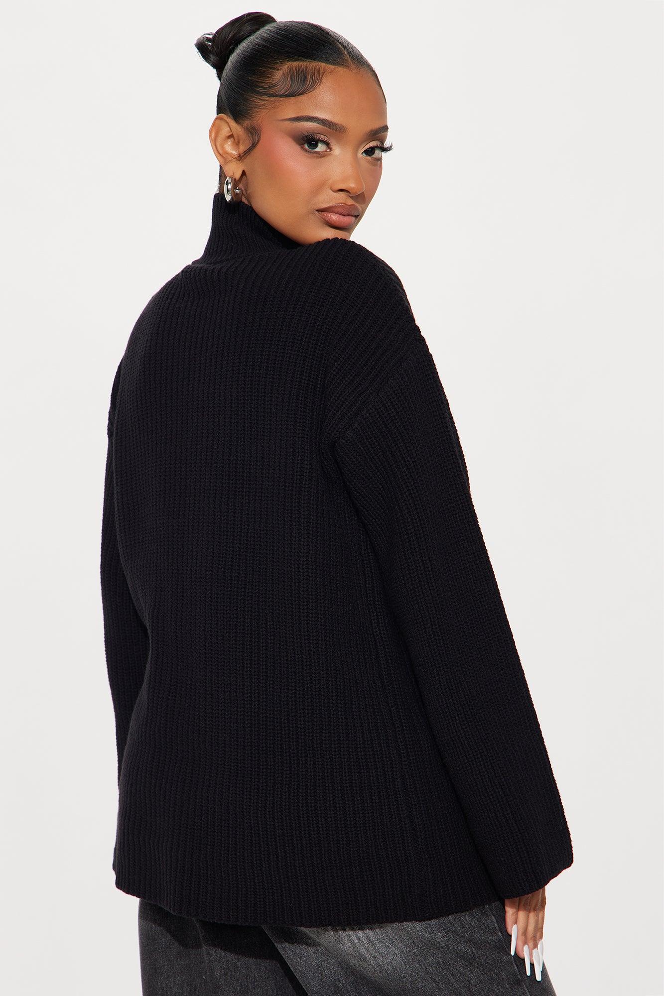 Emilee Quarter Zip Sweater - Black Product Image