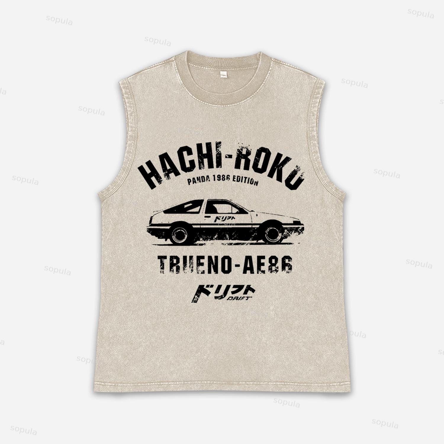 Vintage Hachiroku Ae86 Japanese Car Art Acid Washed Tank Product Image
