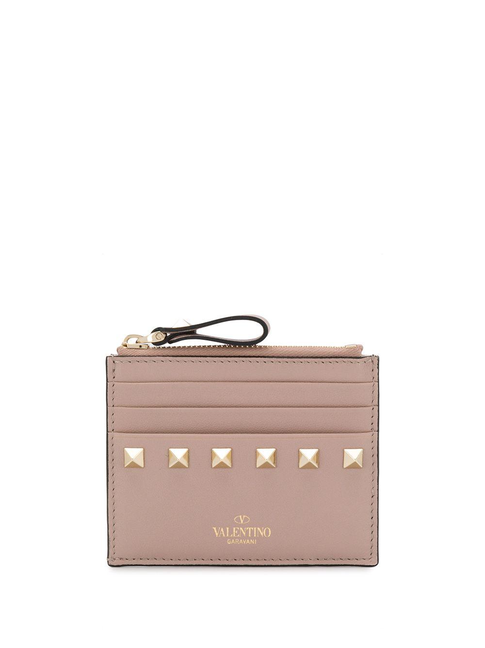 Rockstud zipped leather cardholder Product Image