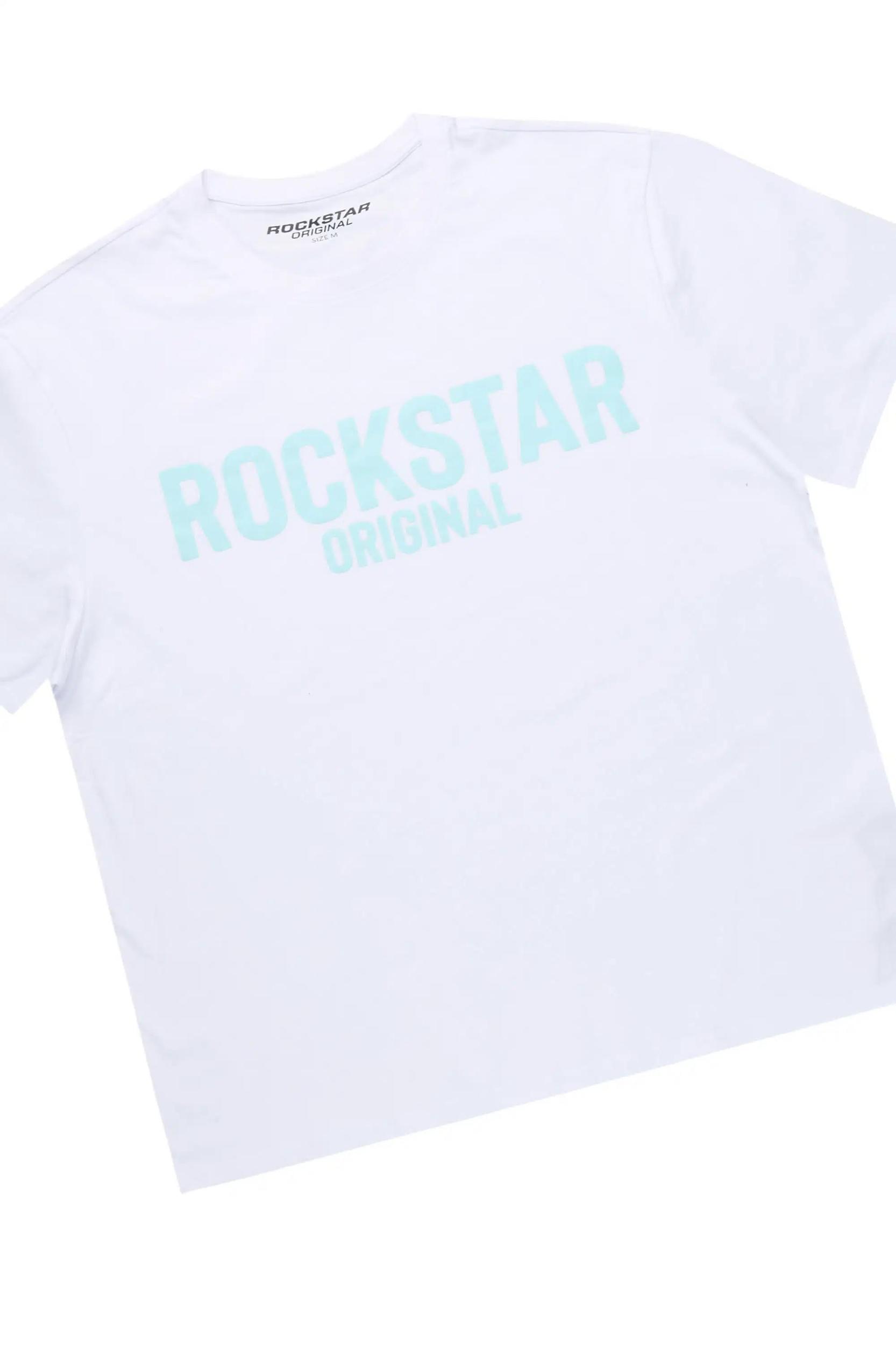 Sabrina White/Blue T-Shirt Short Set Female Product Image