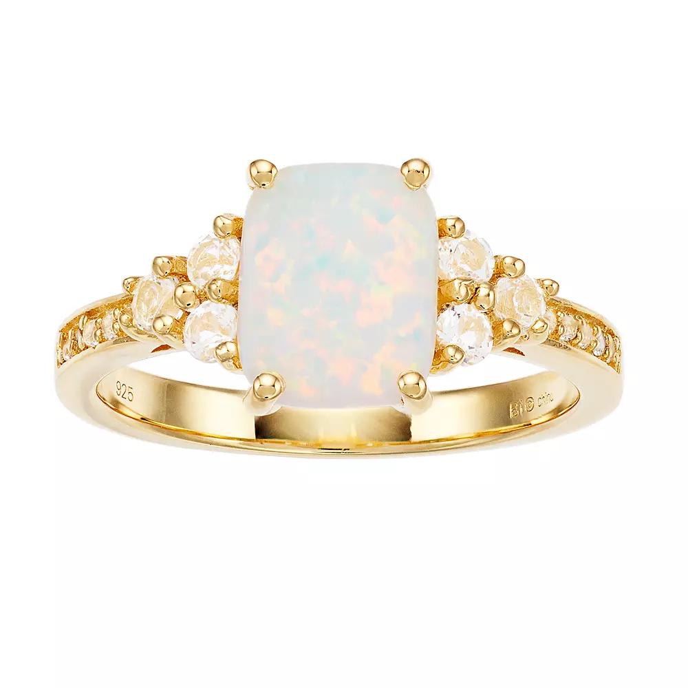Gemminded Gold over Sterling Silver Lab-Created Opal Ring, Women's, Size: 6, Gold Tone Product Image