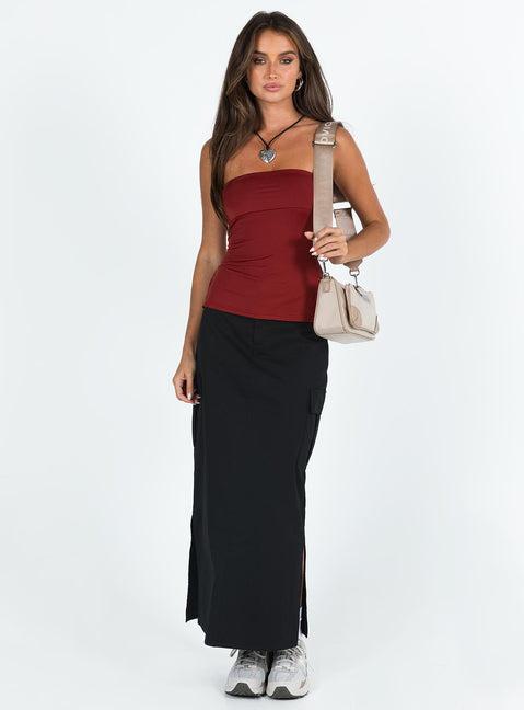 Strutter Strapless Top Burgundy Product Image