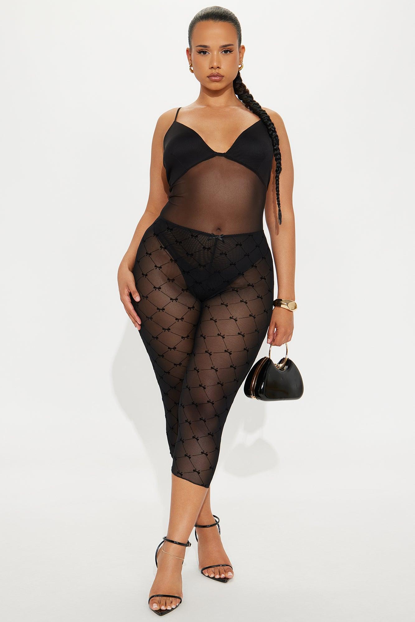 Amelie Bow Mesh Capri Legging - Black Female Product Image