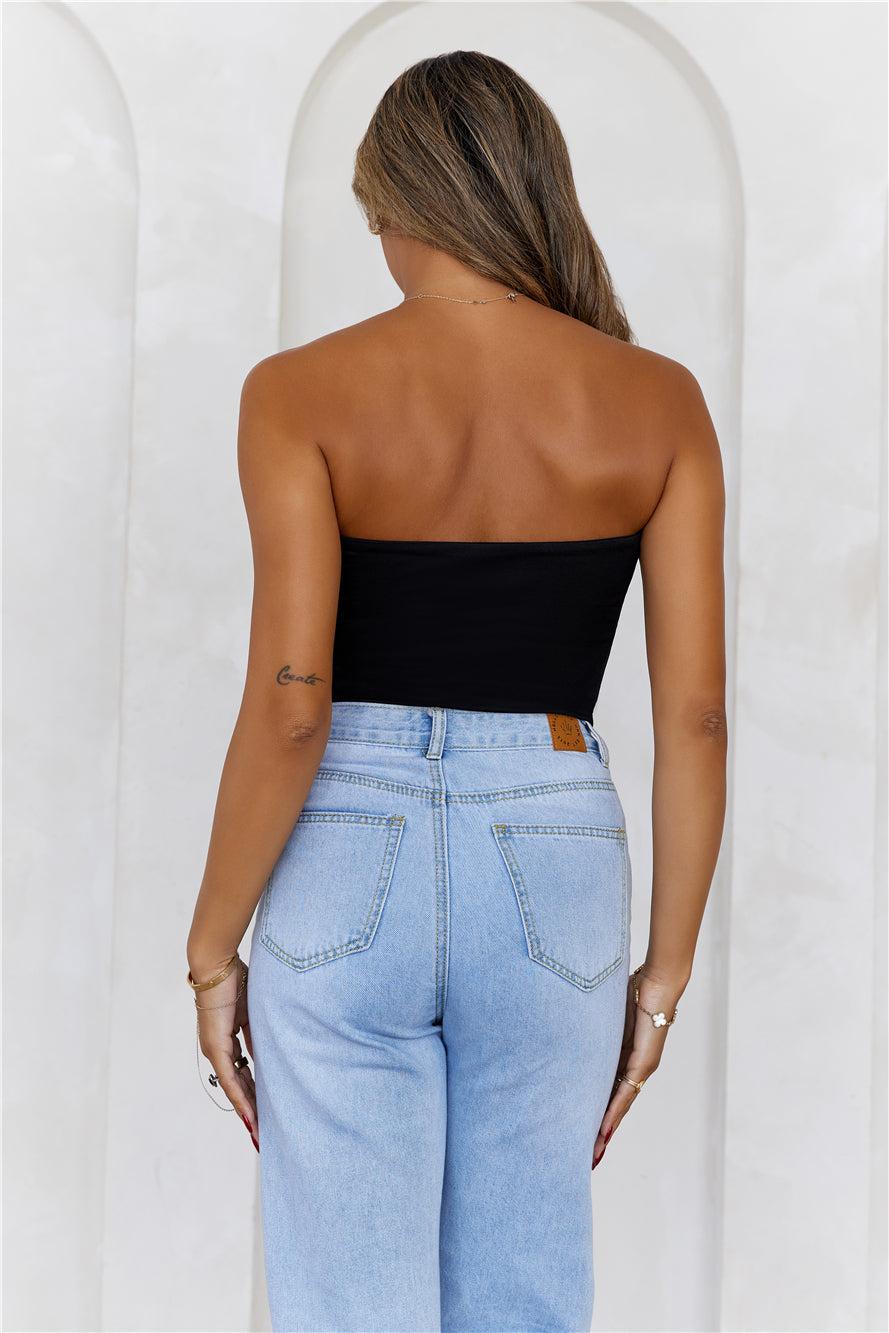 BASE  Longline Strapless Bandeau Top Black Product Image