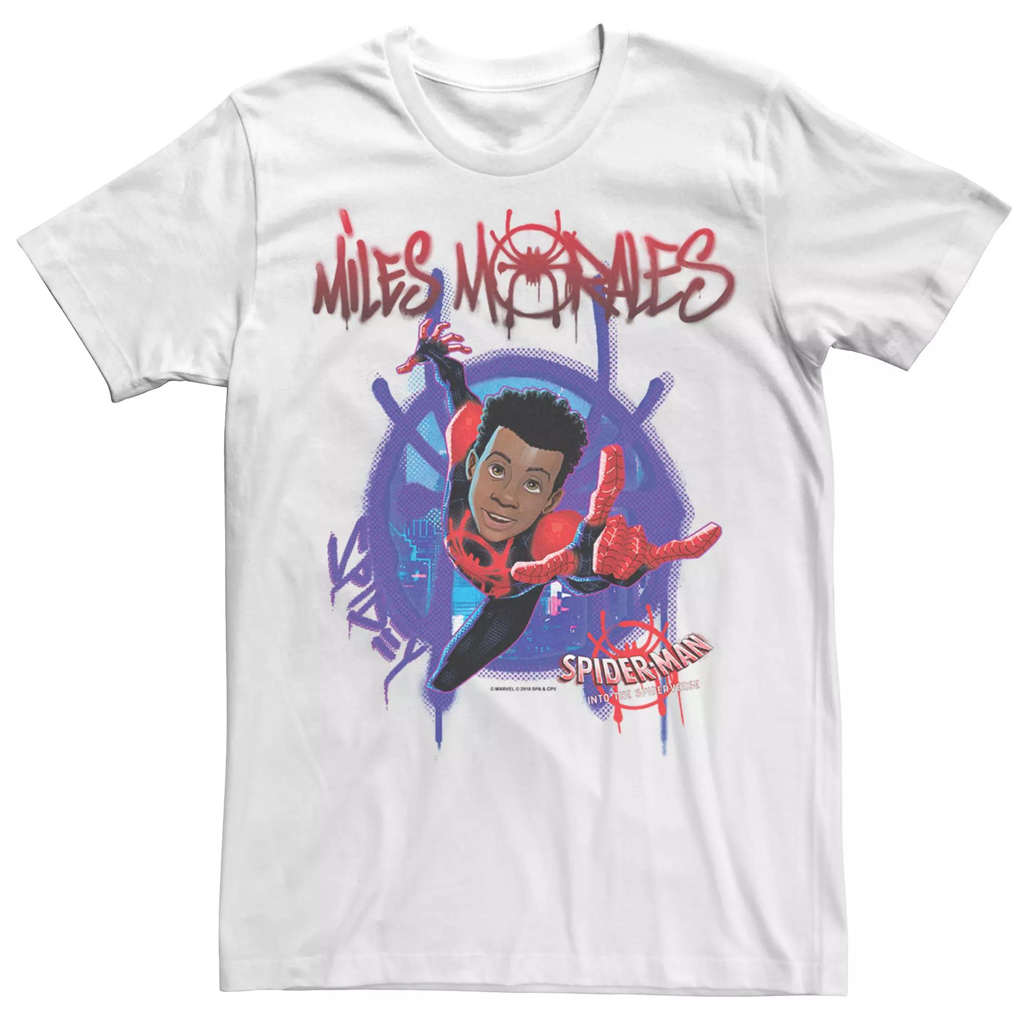 Men's Marvel Spider-Verse Painted Morales Spider-Man Short Sleeve Graphic Tee, Size: XL, White Product Image