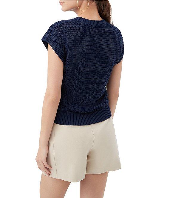 Trina Turk Yuri Open Knit Crew Neck Short Sleeve Top Product Image