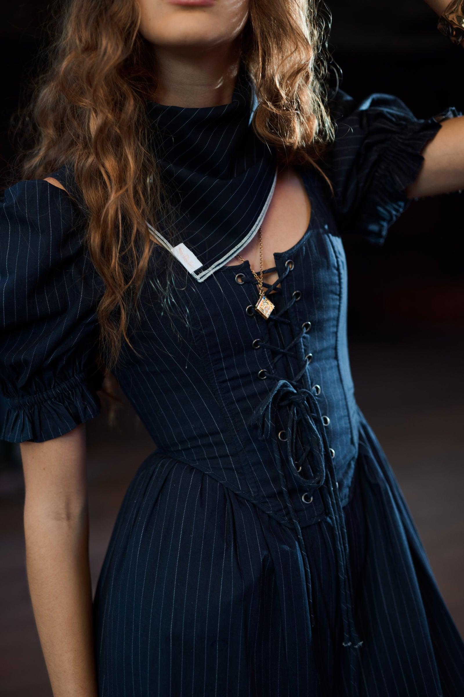 The Pinstripe Duchess Corset Product Image