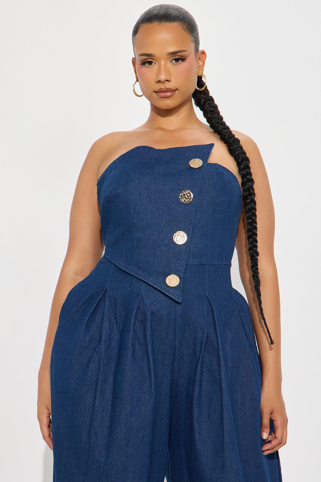 Monique Strapless Denim Jumpsuit - Denim Female Product Image