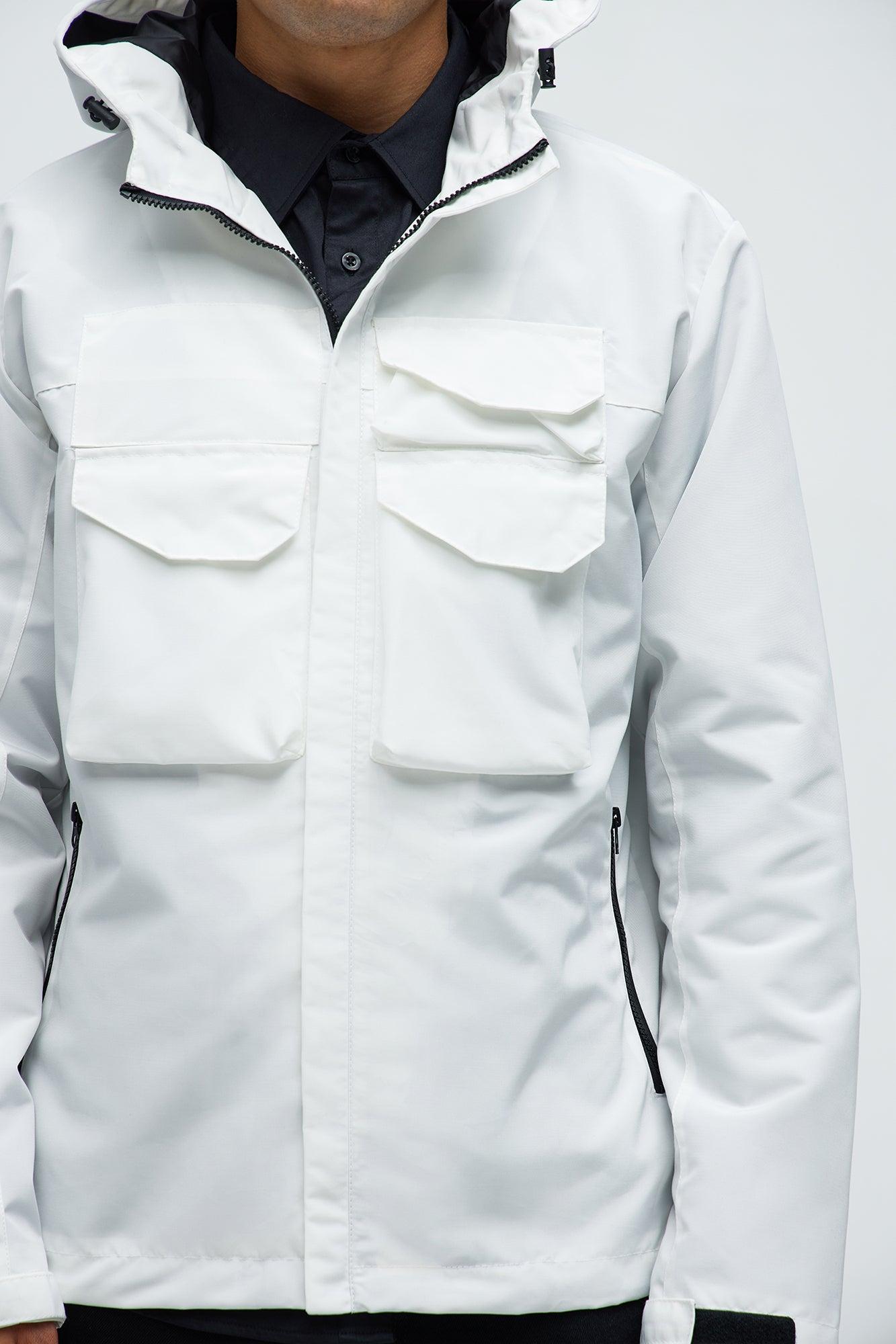 Centered 4 Pocket Anorak Jacket - White Product Image
