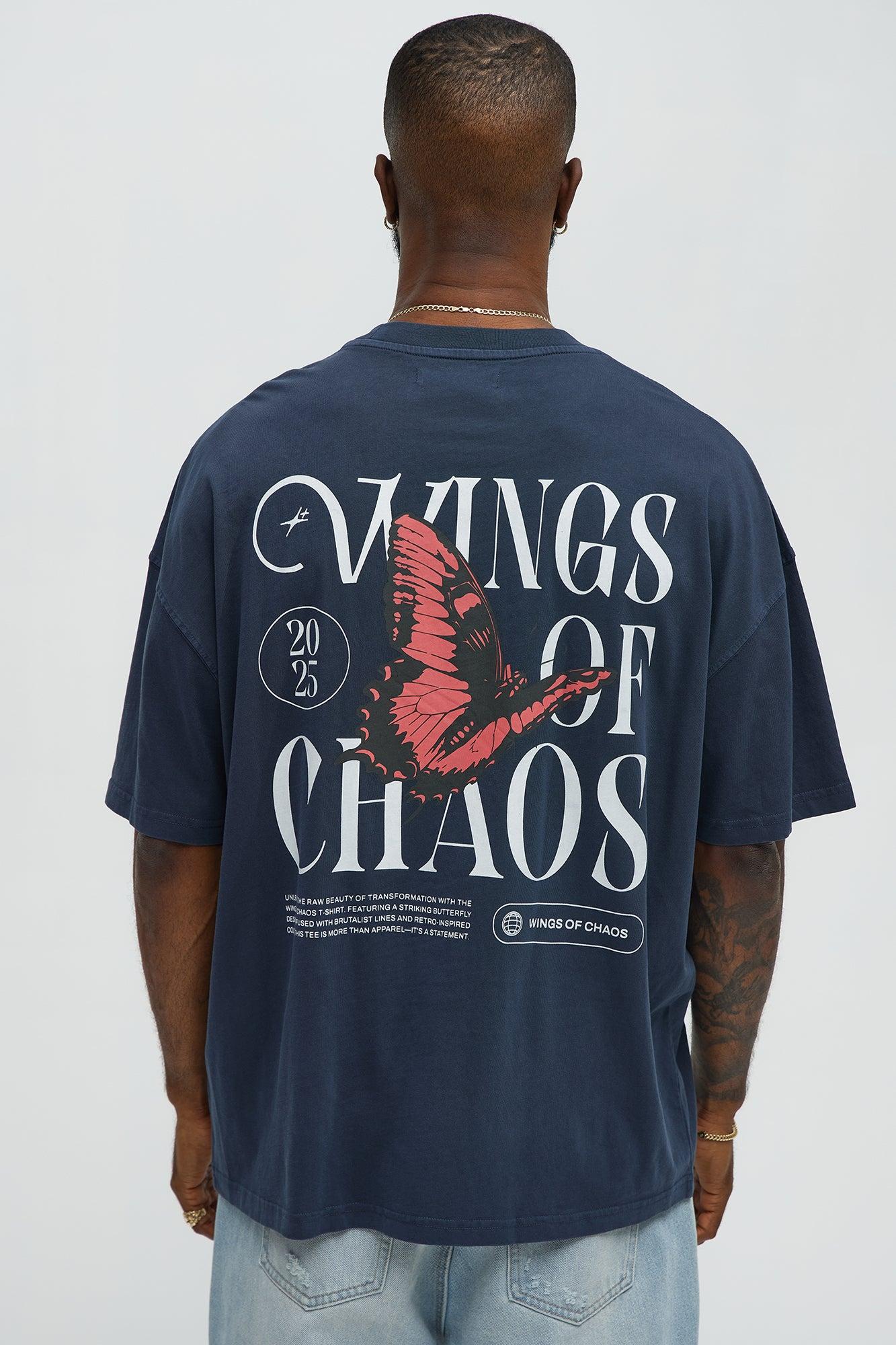 Wings Of Chaos Oversized Short Sleeve Tee - Navy Male Product Image