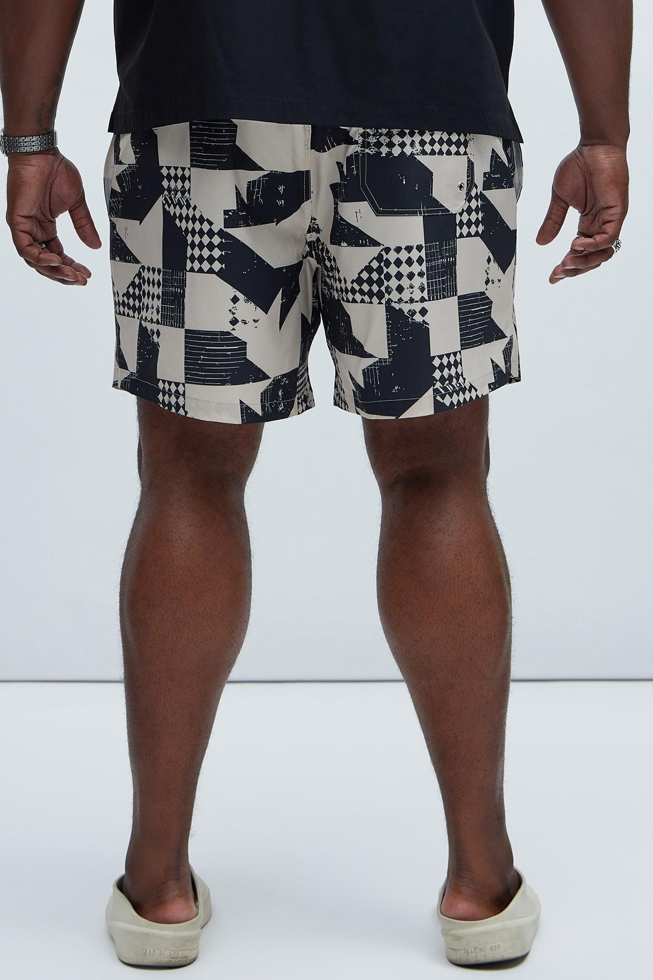 Fuller Geometric Swim Classic Trunk - Black/combo Product Image