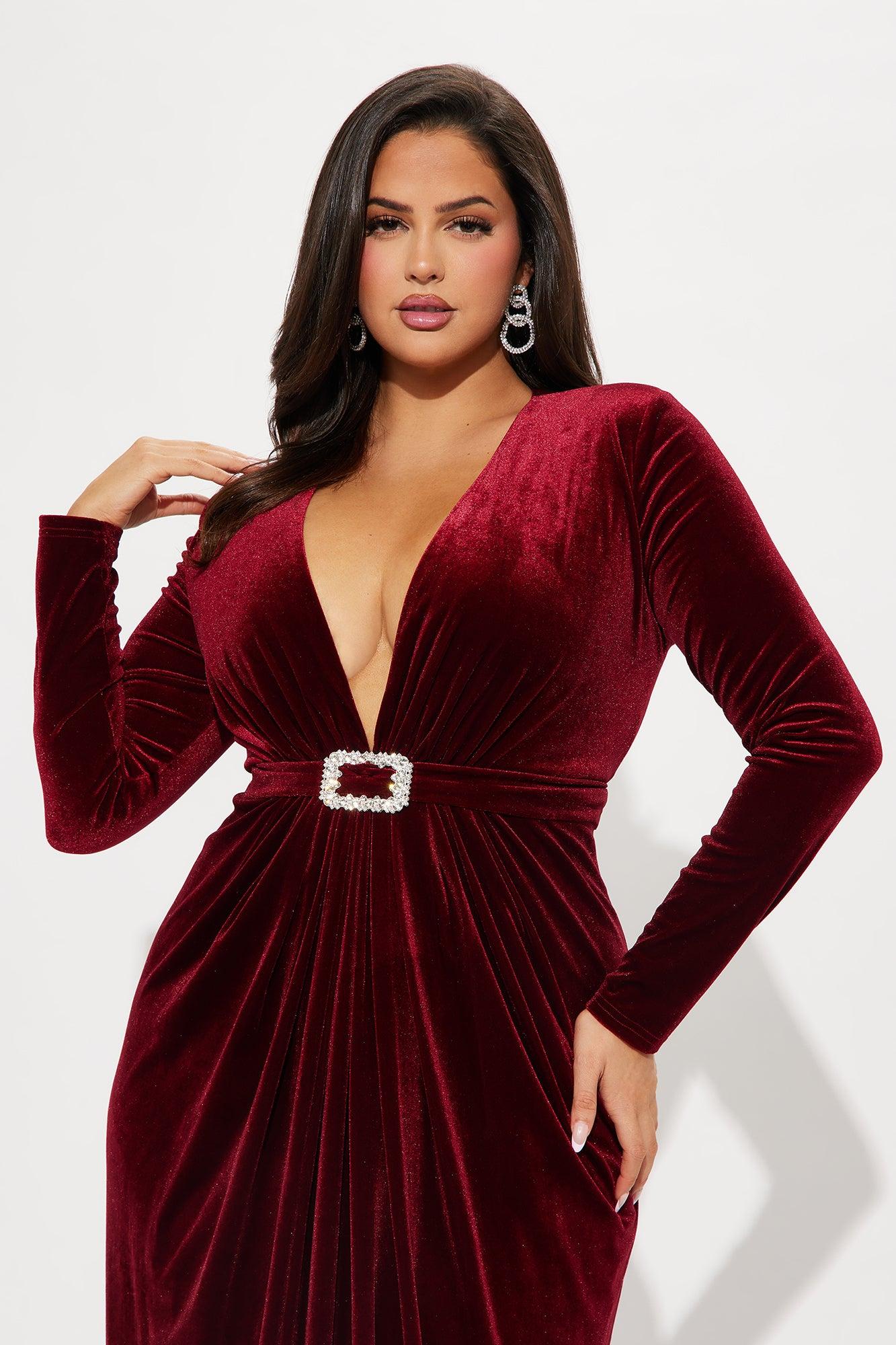 Roses Are Red Velvet Gown - Burgundy Product Image