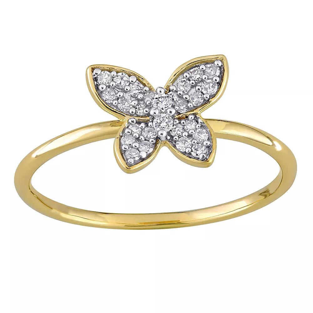 Stella Grace 10k Gold 1/8 Carat T.W. Diamond Butterfly Ring, Women's, Size: 9 Product Image