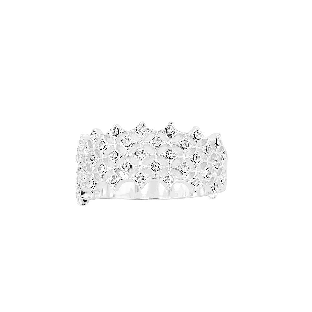 Brilliance Silver Tone Crystal Openwork Ring, Women's,  Product Image