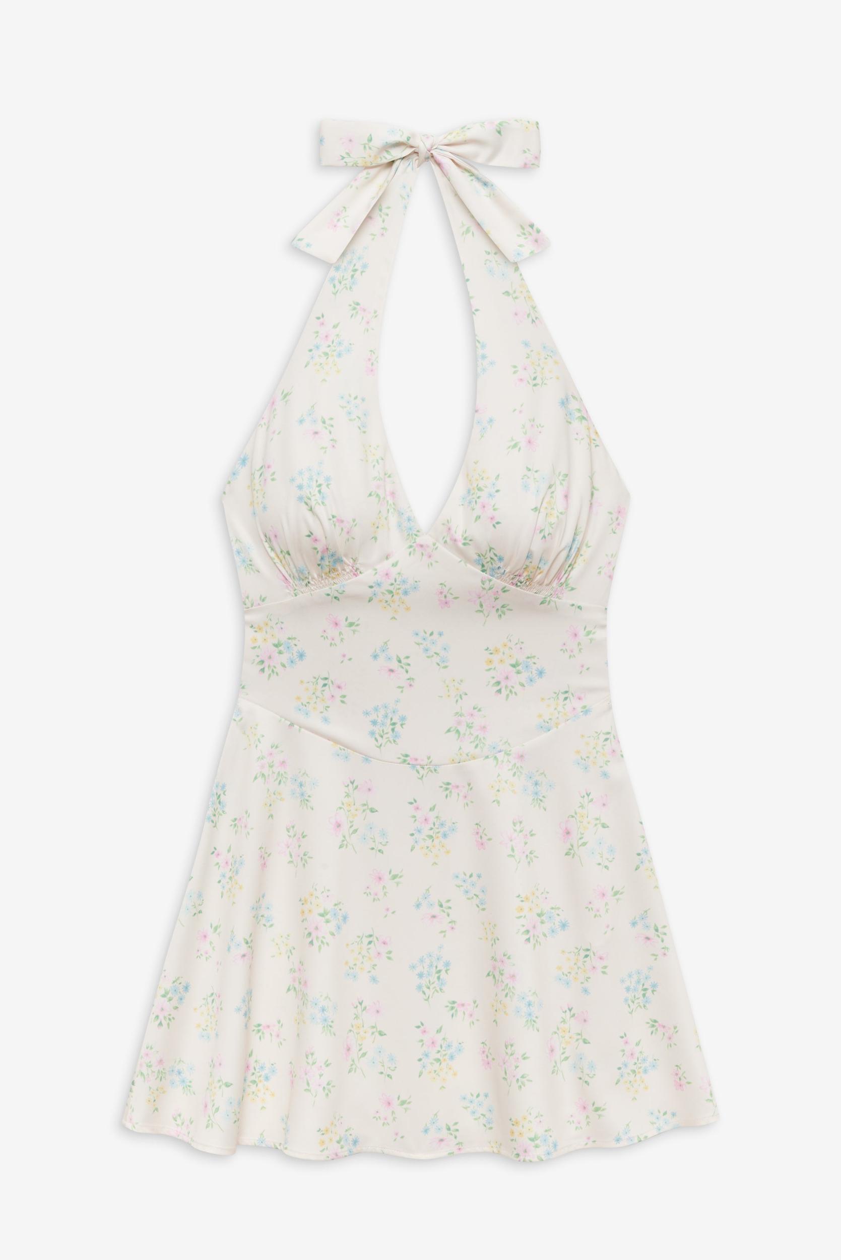 Audrey Floral Satin Mini Dress - French Riviera Product Image