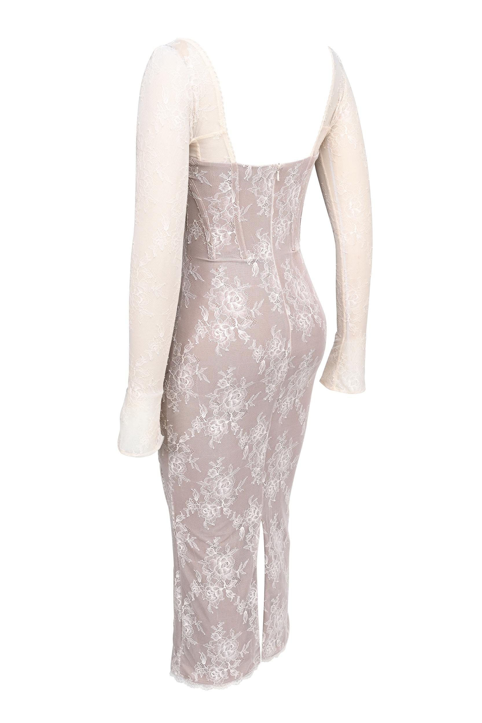 Saisha  ivory lace long sleeve midi dress - sale Product Image