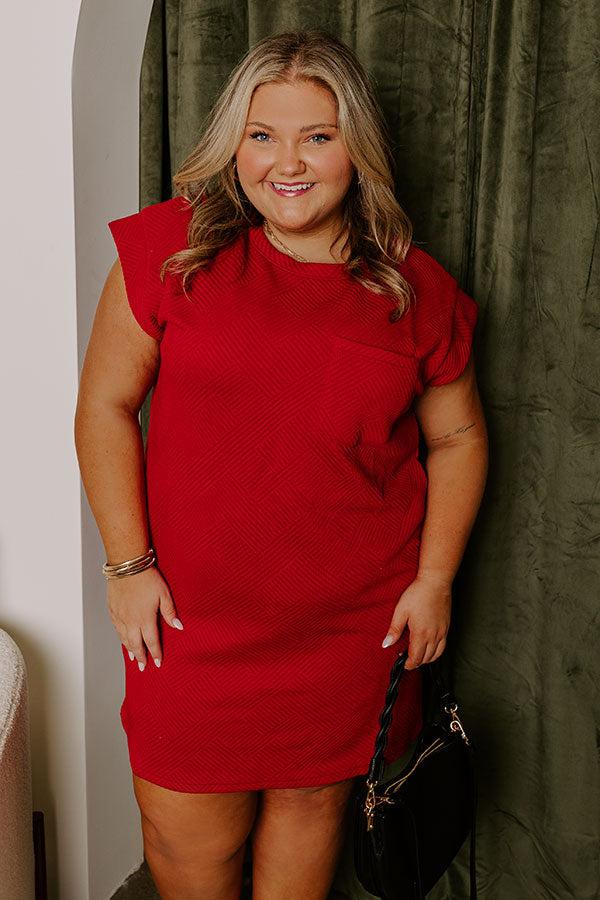 Sunny Days Shift Dress in Crimson Curves Product Image