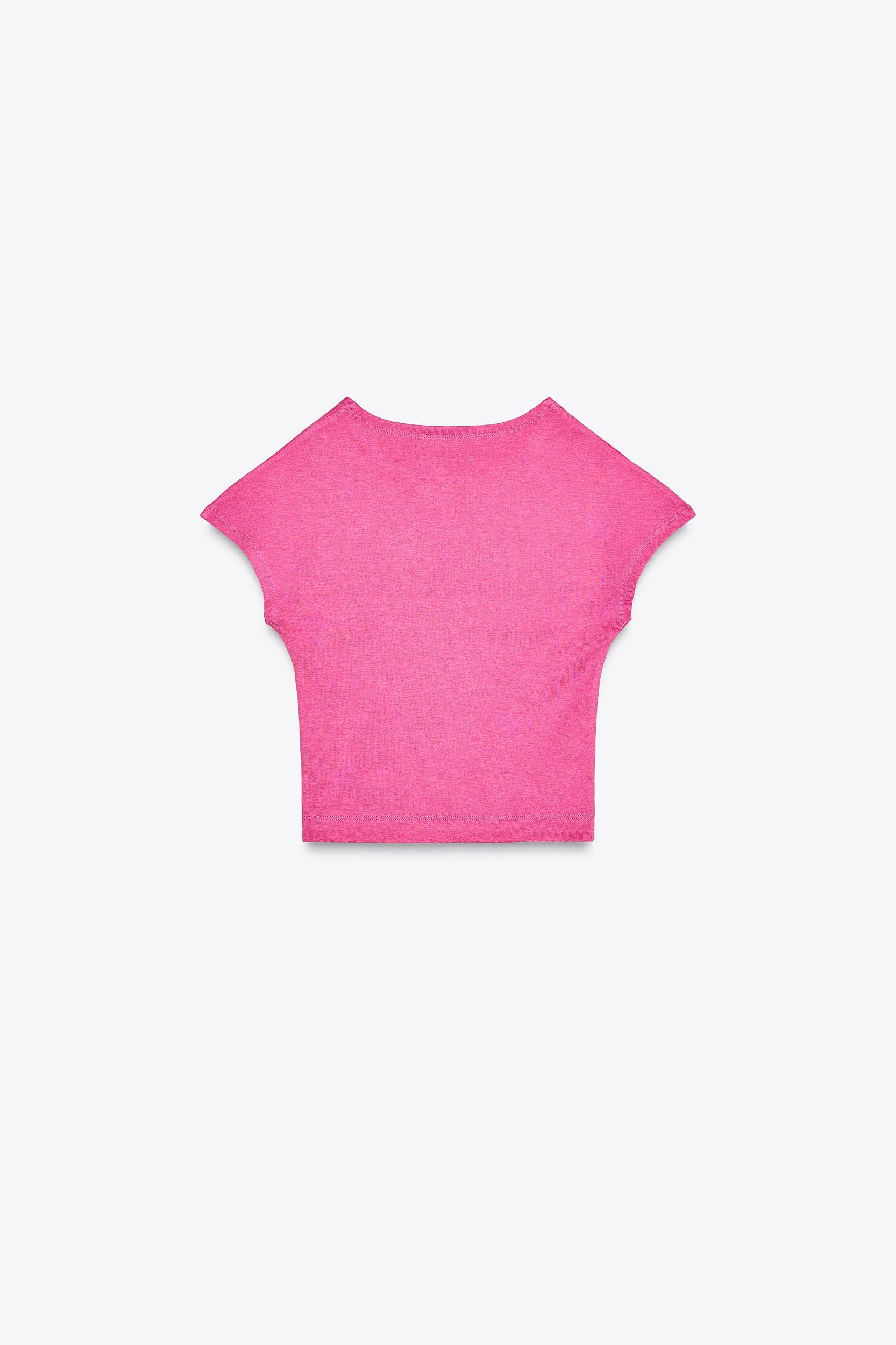 COTTON MODAL CROP T-SHIRT Product Image