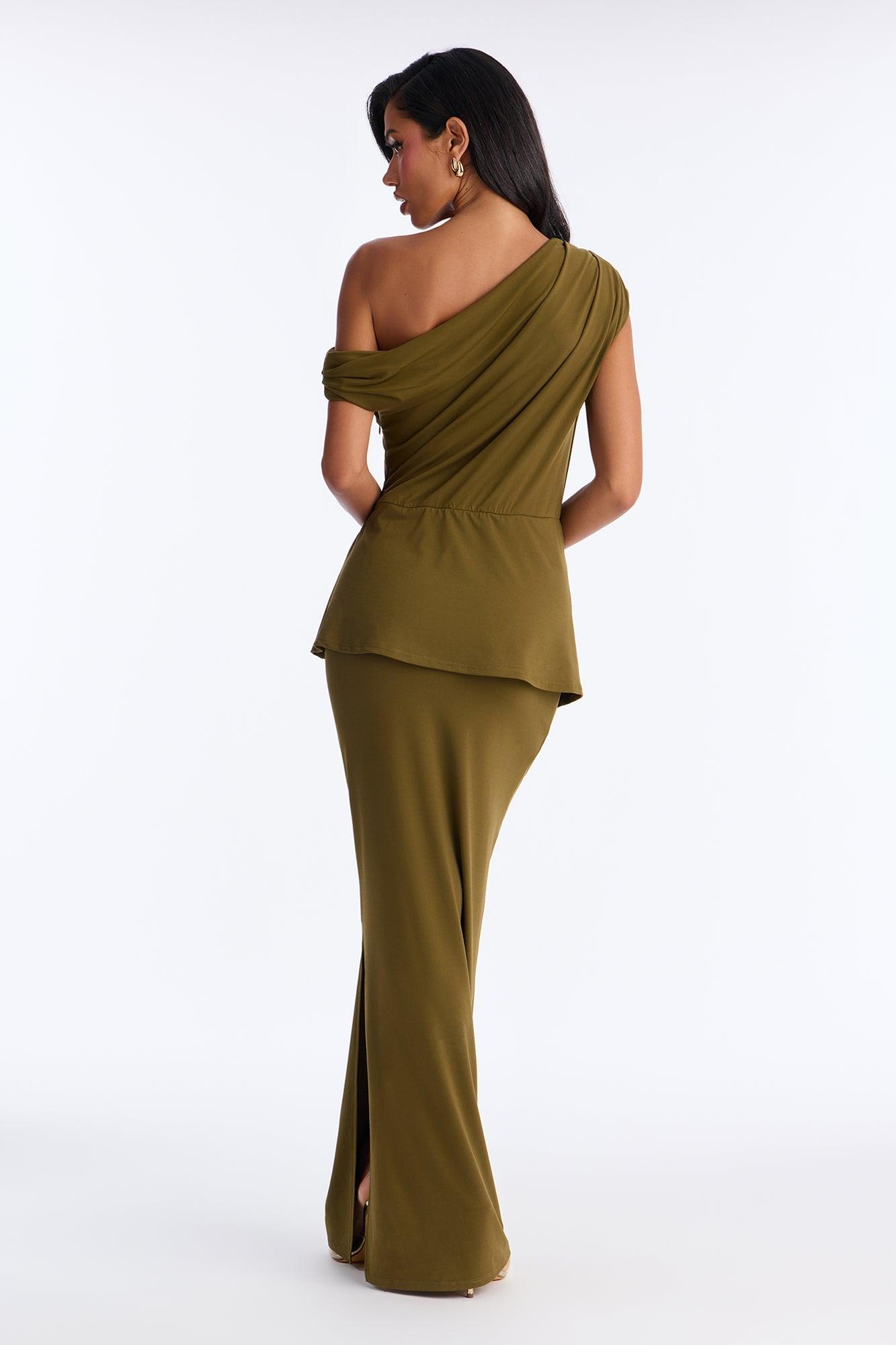 Soft Desire Ruched Maxi Dress - Olive Female Product Image
