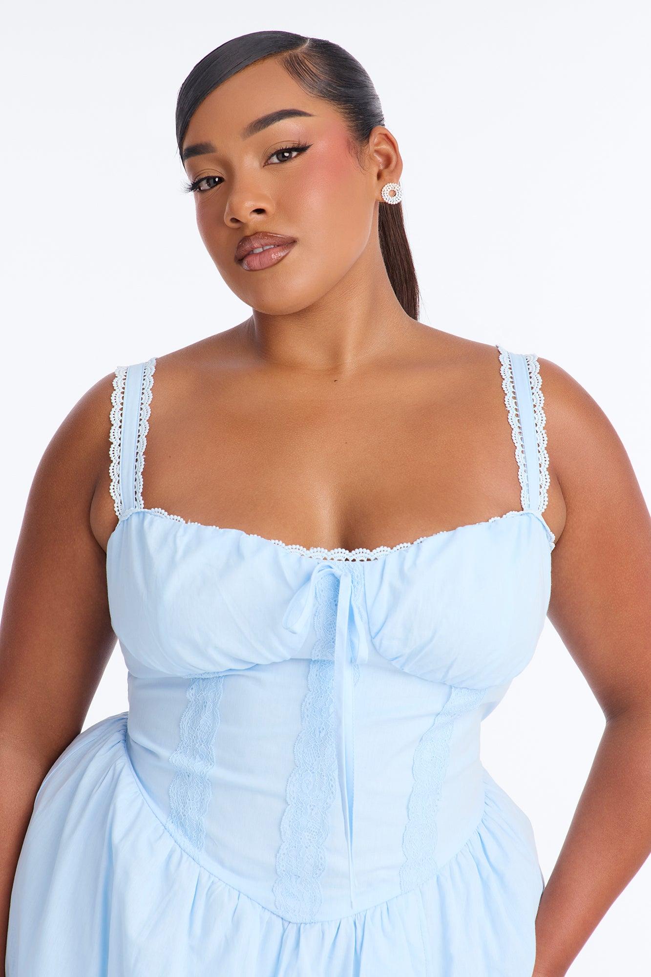 Scarlett Pleated Poplin Midi Dress - Blue Female Product Image