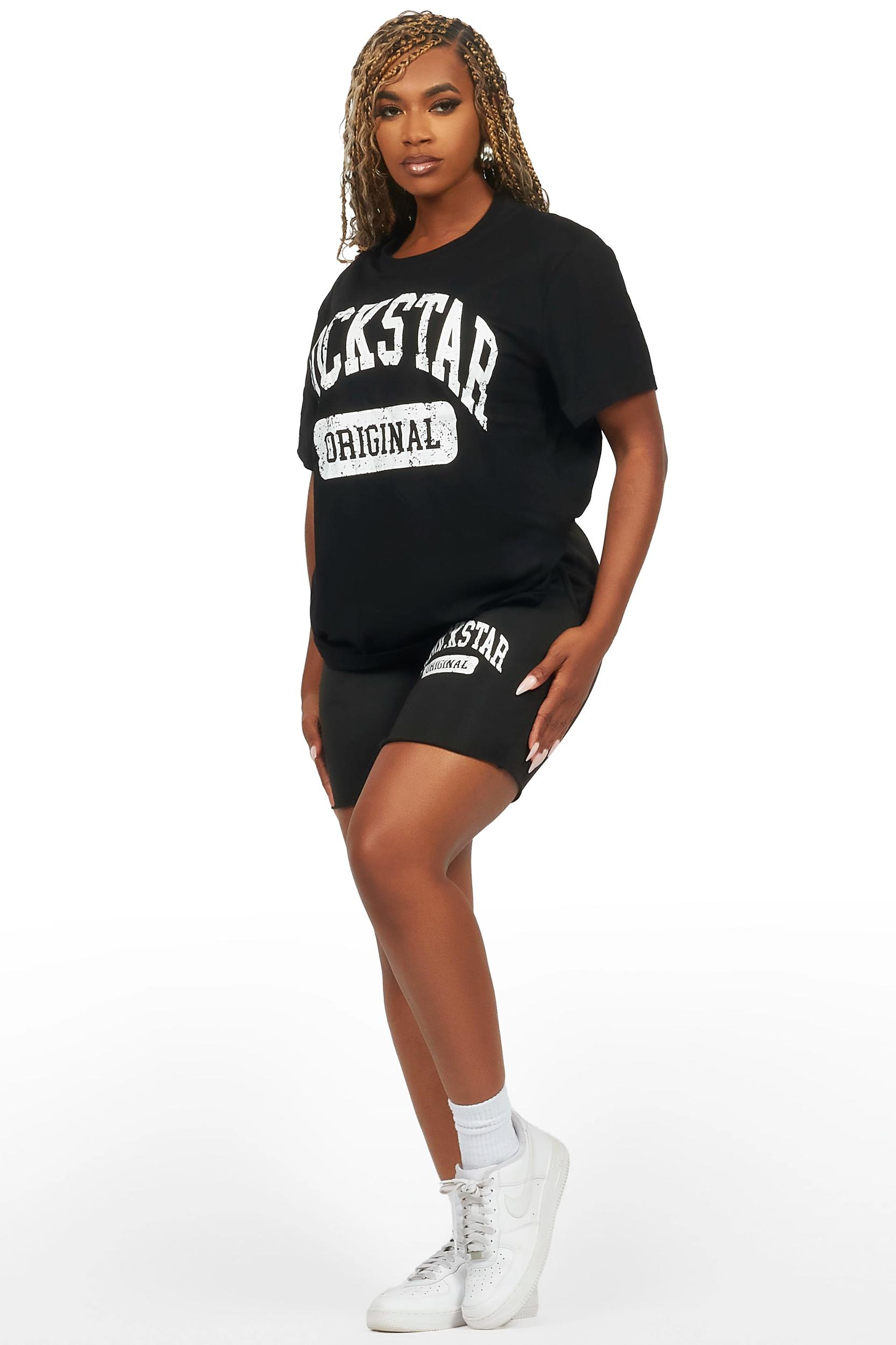Javonuna Black T-Shirt Short Set Female Product Image