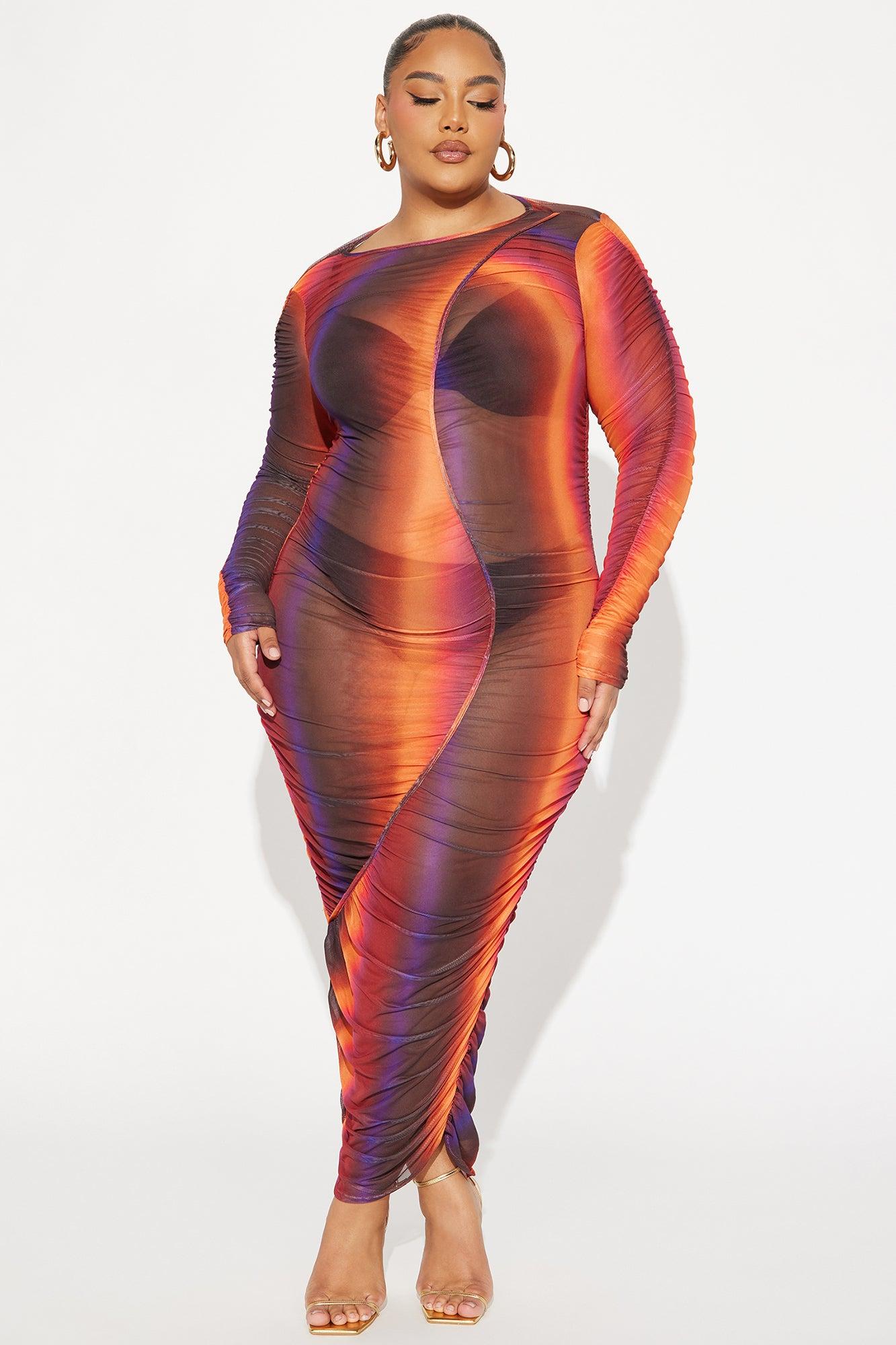 Ximena Mesh Midi Dress - Multi Color Product Image