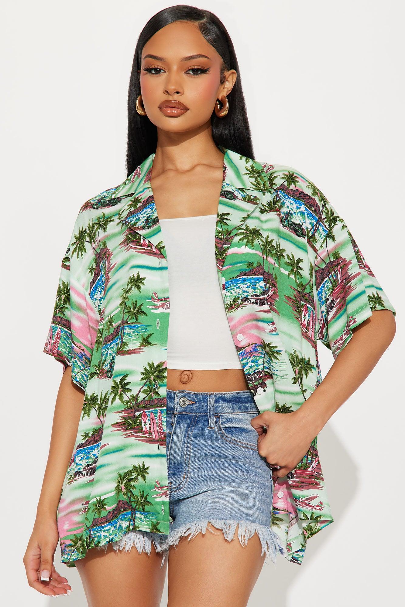 Cruisin' Through Tropics Shirt - Green/combo Product Image