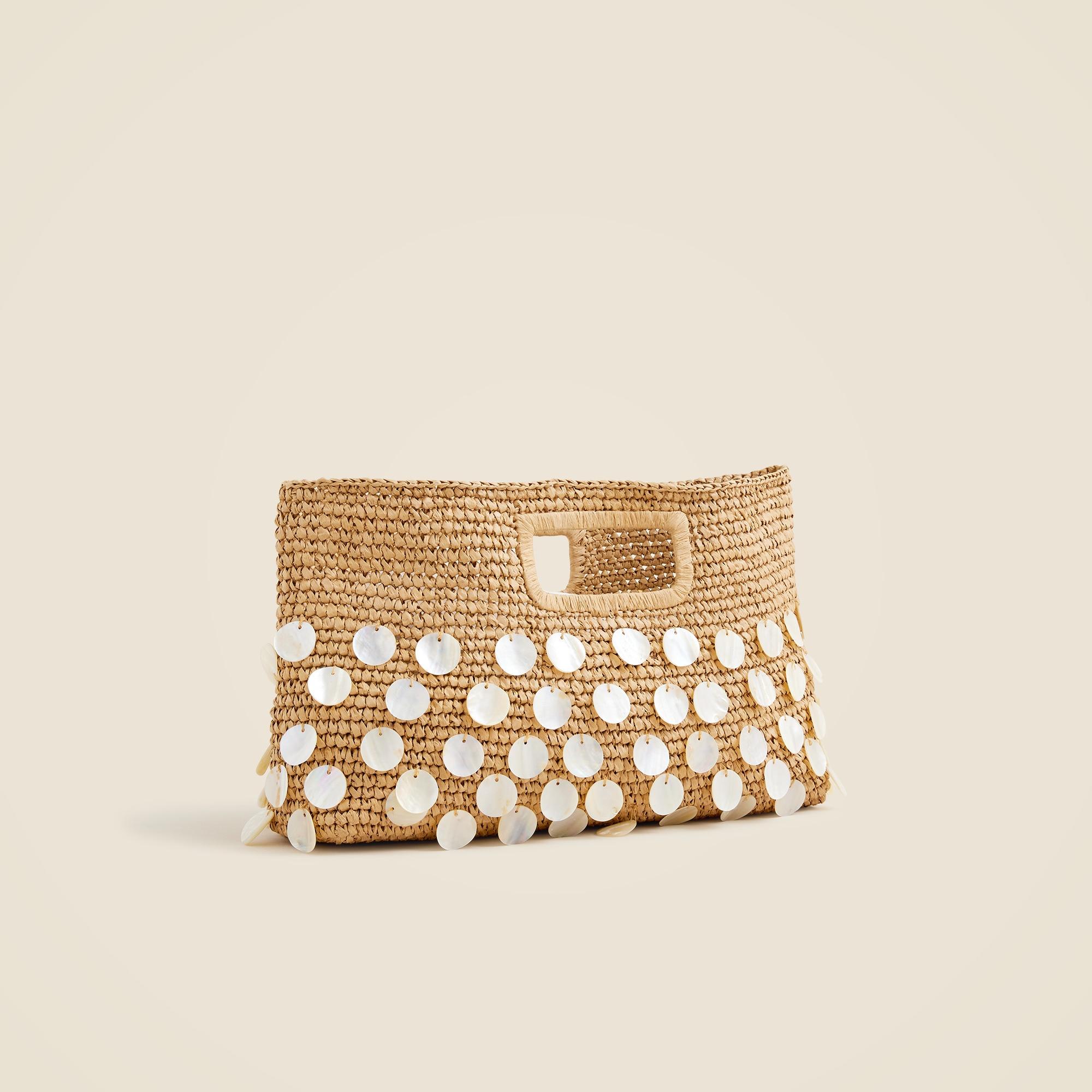 Handknotted straw rectangular clutch with paillettes Product Image