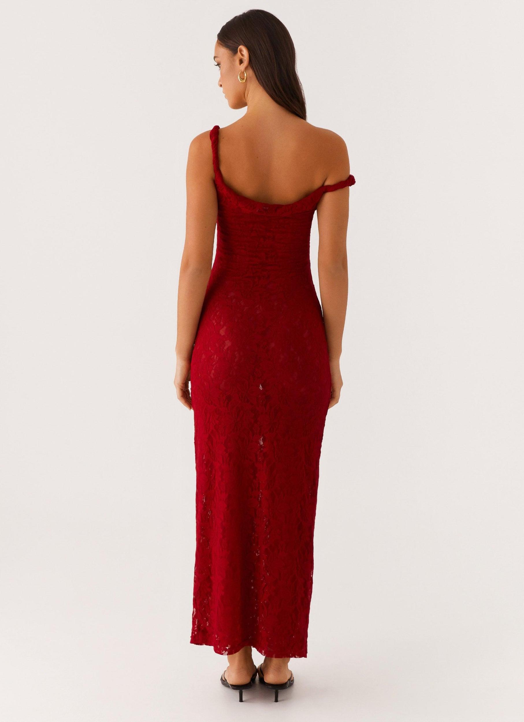 Arabella Twist Shoulder Maxi Dress - Maroon Product Image
