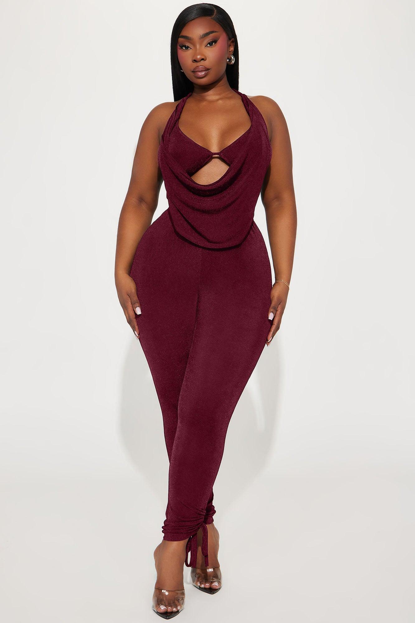 Weekend Lineup Legging Set - Burgundy Product Image