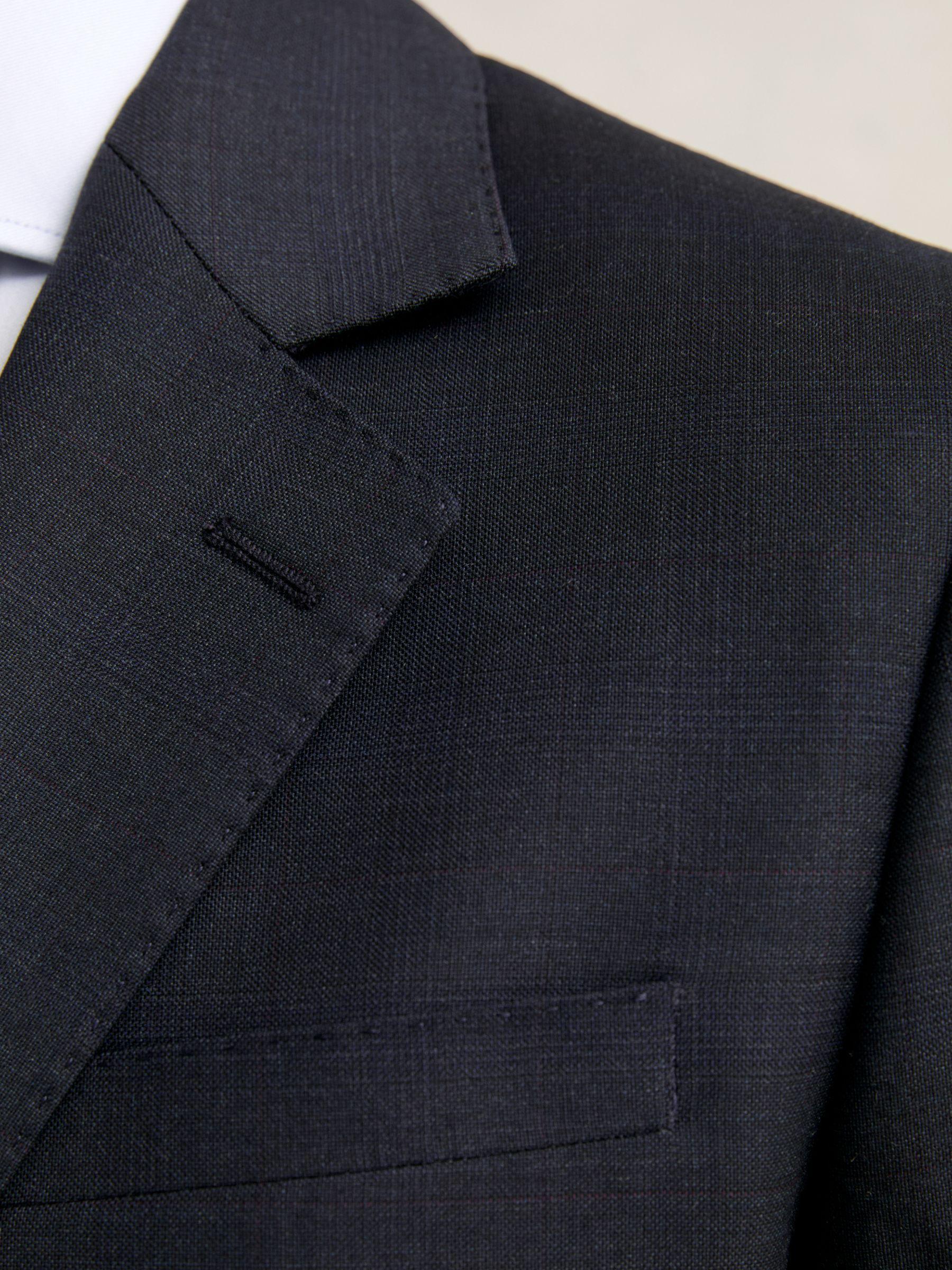 Slim-Fit Wool Single Breasted Check Suit Blazer in Navy Product Image