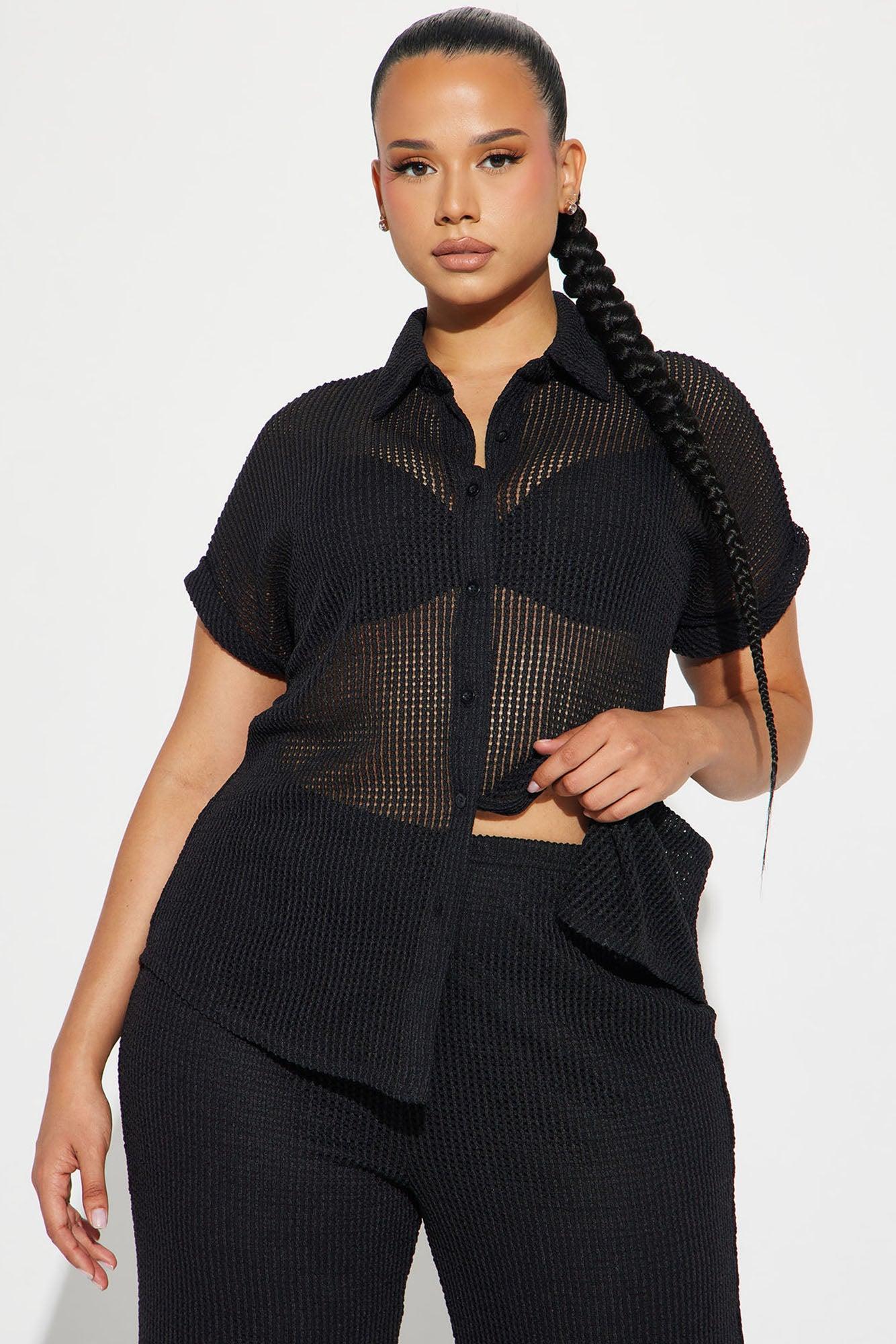 Paradise Livin' Crochet Pant Set - Black Product Image