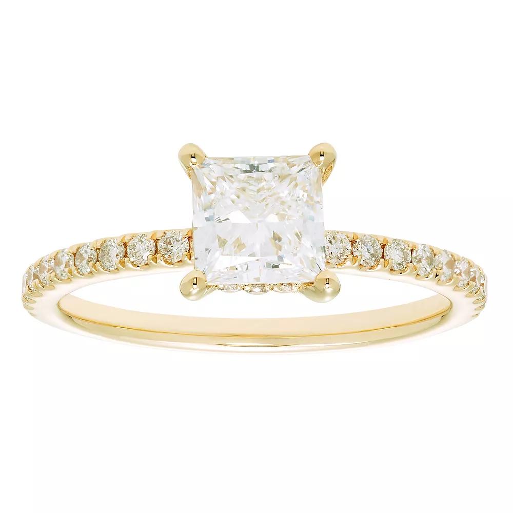 Evergreen Diamonds 14k White Gold 1 3/8 Carat T.W. IGL Certified Princess Cut Lab-Grown Diamond Hidden Halo Ring, Women's,  Product Image