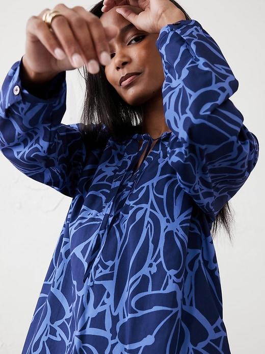 Tie-Neck Poplin Mini Dress Product Image