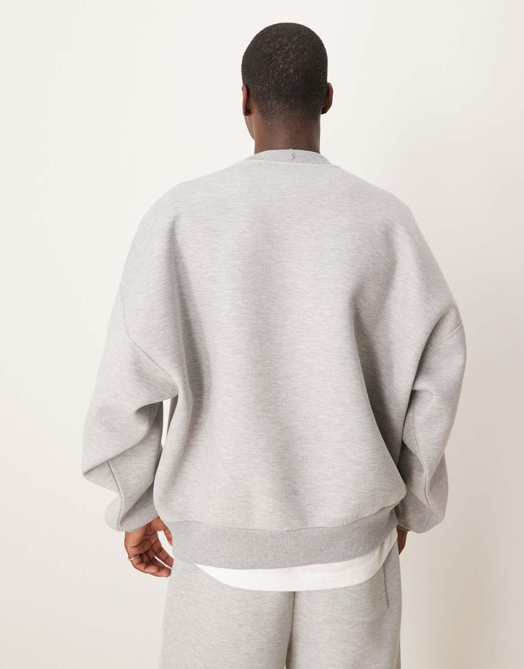 ASOS DESIGN heavyweight scuba extreme oversized sweatshirt in gray heather Product Image
